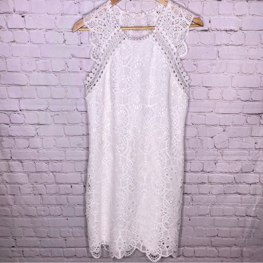 Shelli Segal laundry white lace sheath dress